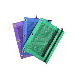 Double Pocket Pencil Pouch with Mesh Front