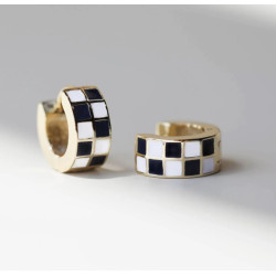 Nickel and Suede Huggies Earring