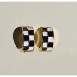 Nickel and Suede Huggies Earring