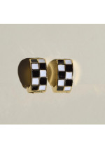 Nickel and Suede Huggies Earring